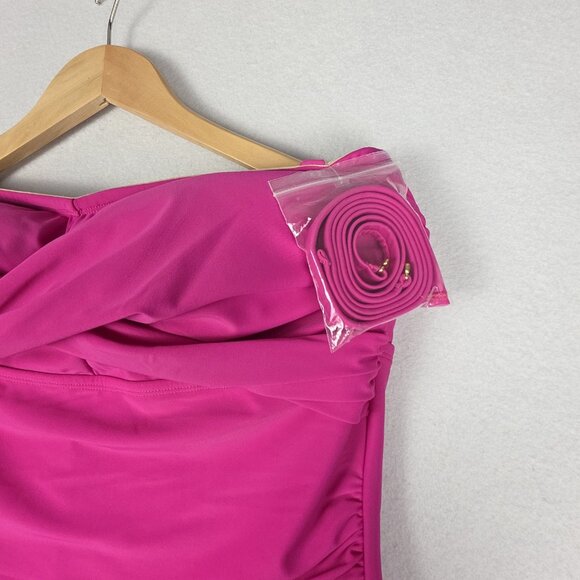NWT Kona Sol Womens 1-piece Swimsuit Sz 17 Fushia Tummy Control Strapless Halter - Picture 4 of 13